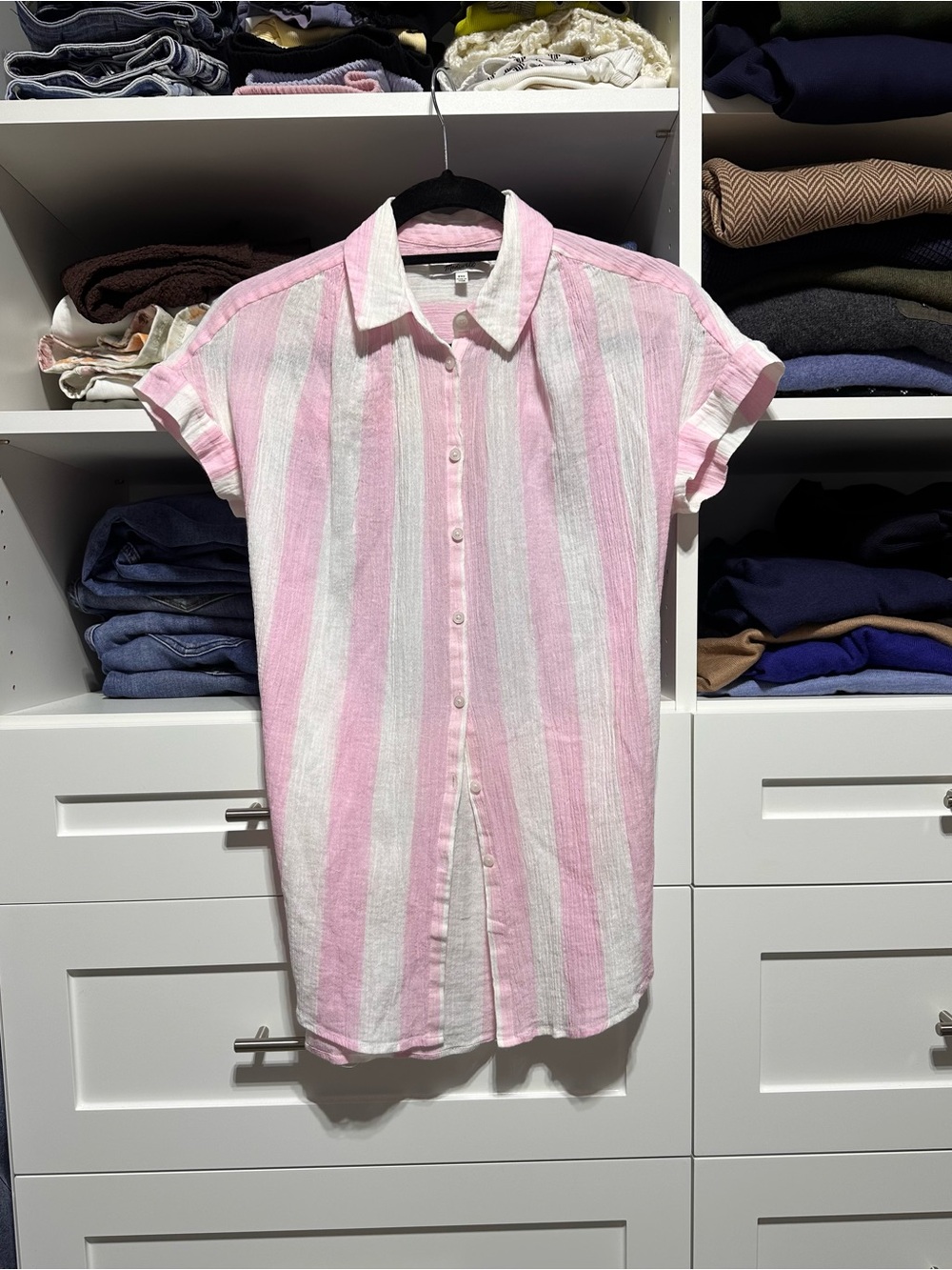 Madewell Pink & White Striped Button-Up